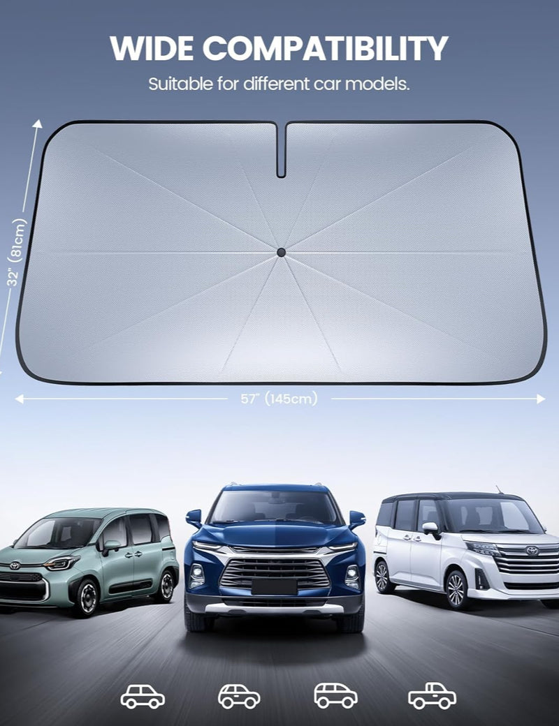 Block 99% UV Rays | Protect Your Dashboard - PREMIUM Windshield Umbrella For Cars